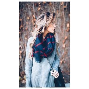 Forever 21 Plaid Navy Lightweight Gauzy Scarf Wrap